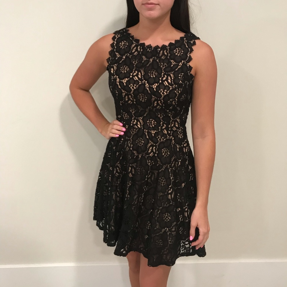 Black Lack Dress with Dainty Black Trim